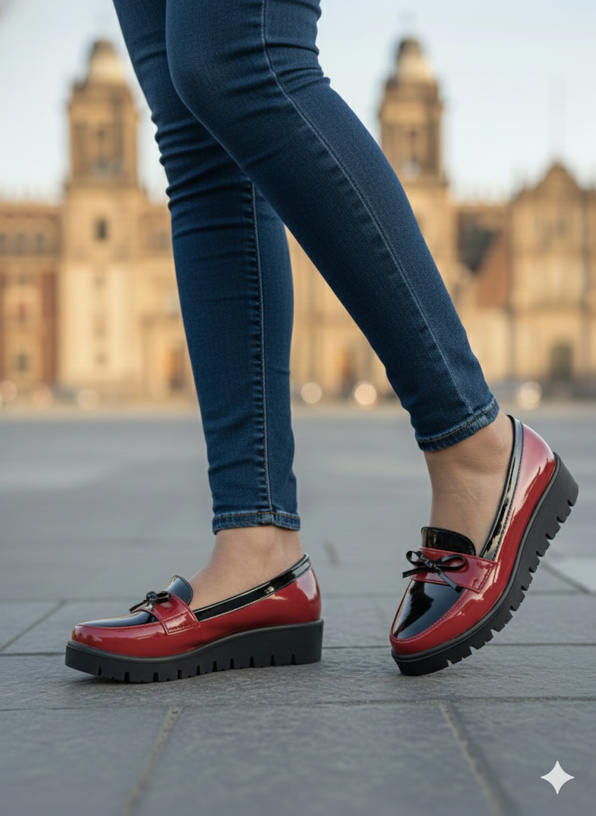 Mocasín 070 Rojo & Negro - Diseño Exclusivo!